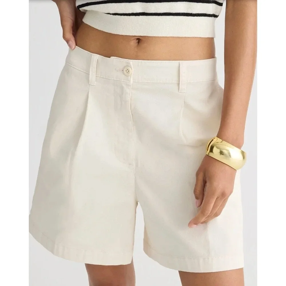 J. Crew Womens Pleated Capeside Chino Short Size 10 Beige Nautical Preppy